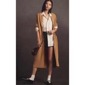 Maeve Anthropologie Chunky Longline Cardigan S Foldover Collar Button Front